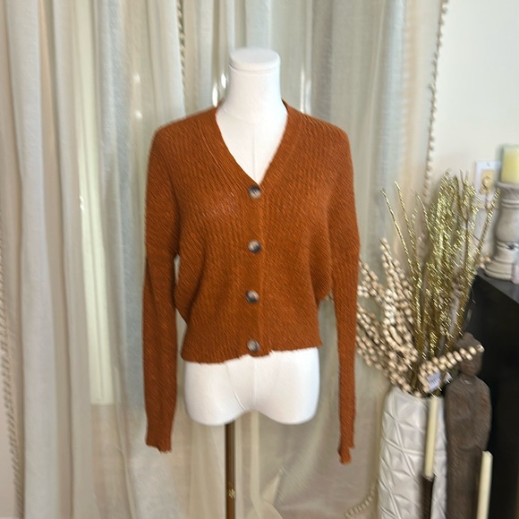 Urban Heritage Cardigan Sweater Burnt Orange Sz Small - Picture 1 of 6